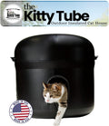 Tube-shaped insulated outdoor cat house with pillow inside
