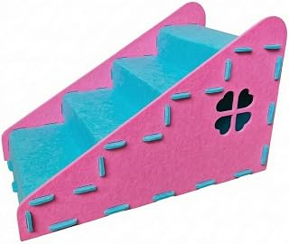 Felt Indoor Cat Stairs and Puppy Access Ramp for Living Rooms, Blue Pink