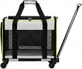 Wheeled Pet Carrier with Detachable Trolley and Telescopic Handle, Breathable, Portable, Gray