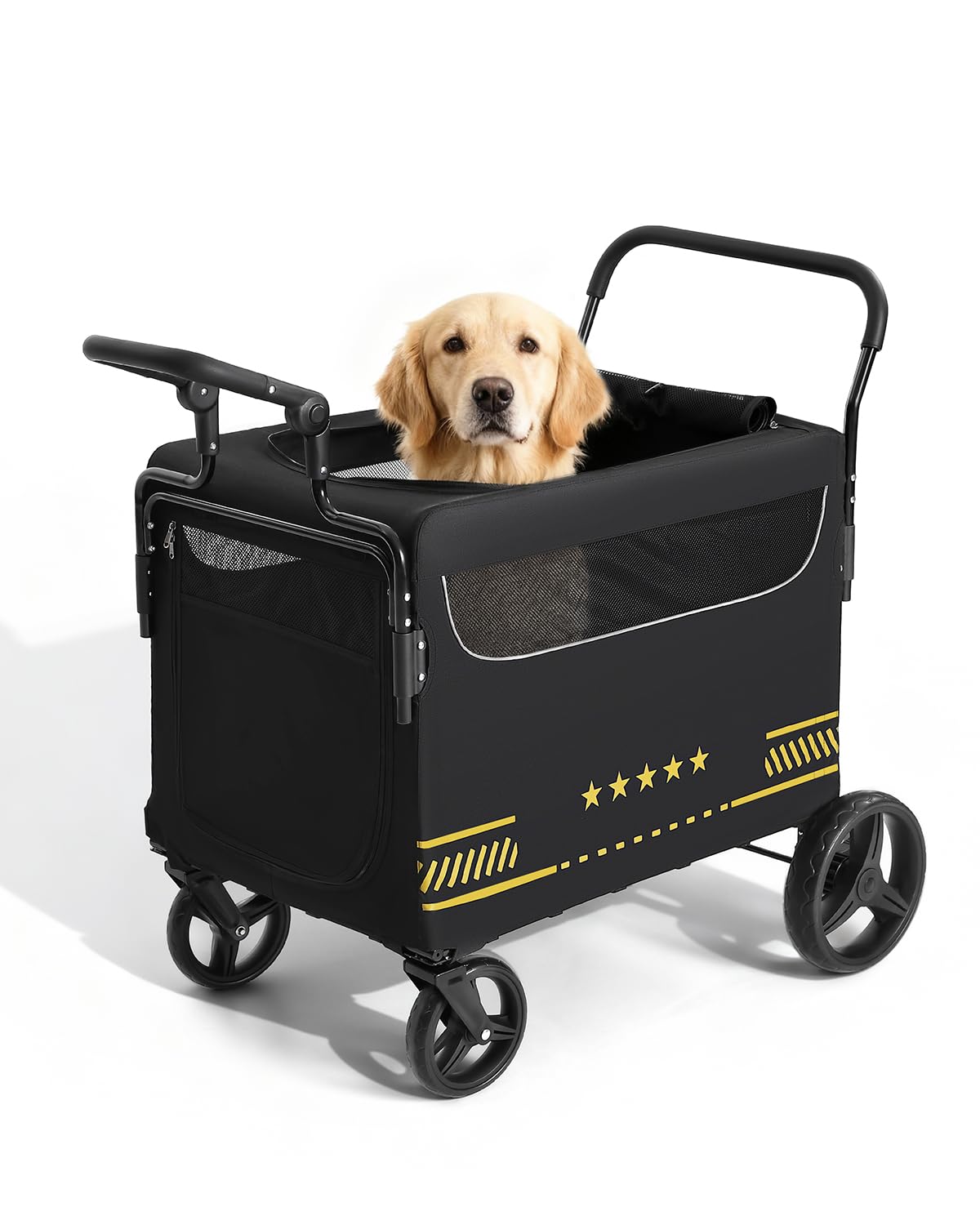 Heavy duty all-terrain pet stroller with ramp for a large dog