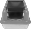 Stainless Steel Litter Box for Large Cats, 60x40.5x31.5cm, Grey