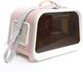 Cat Carrier with Window, Sturdy Construction, Portable, Adjustable, for Small Dogs, Pink and White, Gray Strap