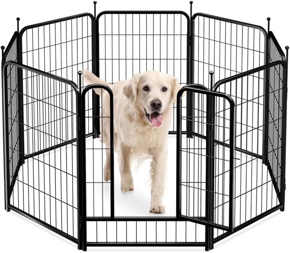 Eight-panel 40 inch metal dog exercise pen with gate