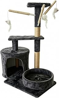 Compact Multi-Level Cat Climbing Structure with Scratching Posts and Condos