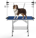Blue 42 inch foldable dog grooming table with stainless steel legs, arm and noose – view 6