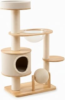 Cat Scratching Post Tower with Integrated Climbing Frame and Bed