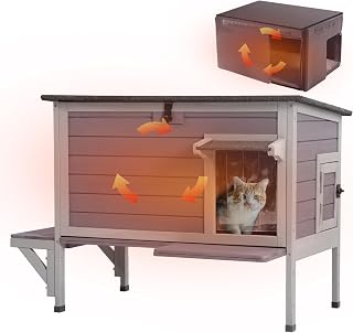 Insulated Weatherproof Outdoor Cat House for Stray and Feral Cats, Easy to Clean