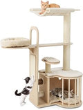 PETSITE 55 Inch Tall Cat Tree with Hammock, Condo, Plush Perch, Self Groomer and Scratching Posts