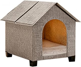 Foldable Cat House Hideaway with Hanging Flap Door and Padded Mat, Grey, Medium