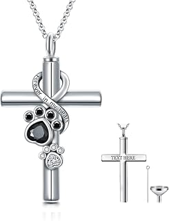 Cross Urn Necklace for Ashes, 925 Sterling Silver Cremation Jewelry with Funnel Filler Kit