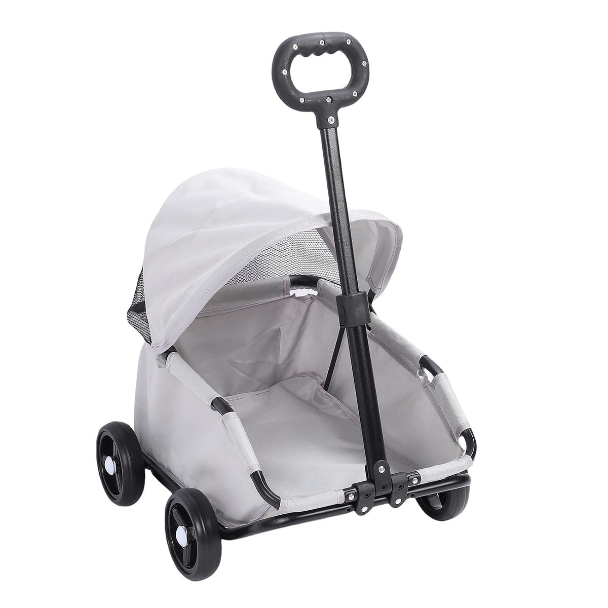 Pink folding pet stroller with adjustable canopy – view 3