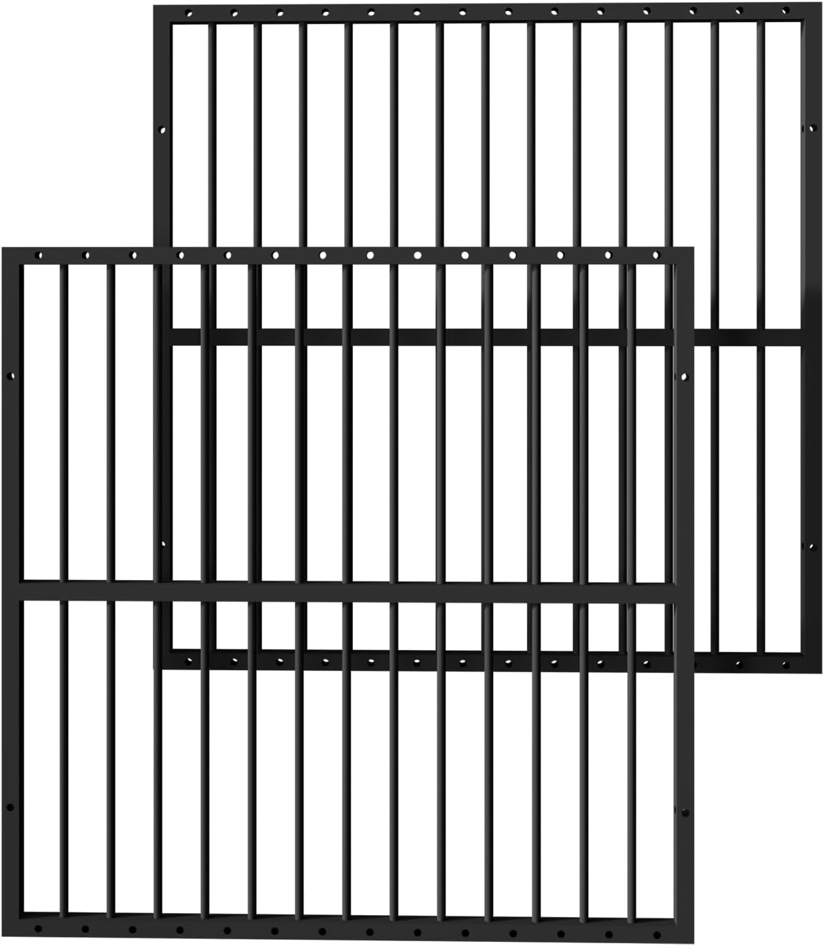 Black six-panel round-tube metal dog playpen with door indoors – view 11