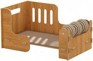 Cat Lounge Bed with Scratching Roller and Sisal Scratching Board, Wear-Resistant, for Kittens, Size S