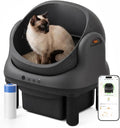 Black open-top self-cleaning litter box with app control
