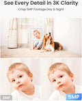 White 5MP plug-in indoor pet camera with 256GB SD card