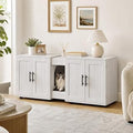 Double Cat Litter Box Enclosure for 2 Cats with Storage, Antique White