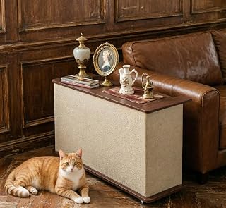 Cat Scratcher Sofa Side Table with Hidden Storage and Sisal Pad
