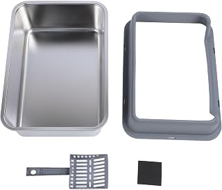 Stainless Steel Cat Litter Box, Top Entry, High-Sided, Anti-Splash, with Scoop, Dark Gray