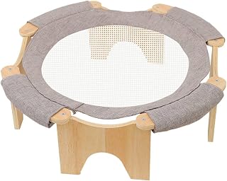 Breathable Elevated Cat Bed with Wooden Frame