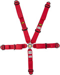 Five-point cam lock racing harness with wide shoulder and lap belts