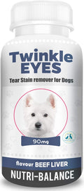 Container of beef liver flavored tear stain powder for dogs with trimming scissors