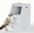 White wooden top-entry cat litter box enclosure cabinet
