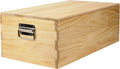 Beige handmade wooden pet casket with lid closed