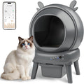 Dark grey automatic self-cleaning cat litter box with app control