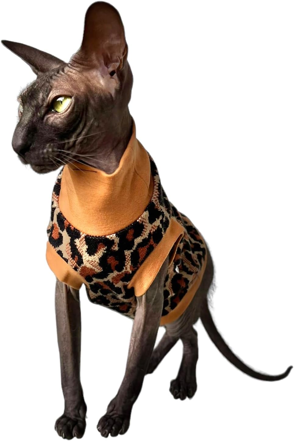 Mocha mosse cashmere turtleneck sweater for a Sphynx cat – view 13
