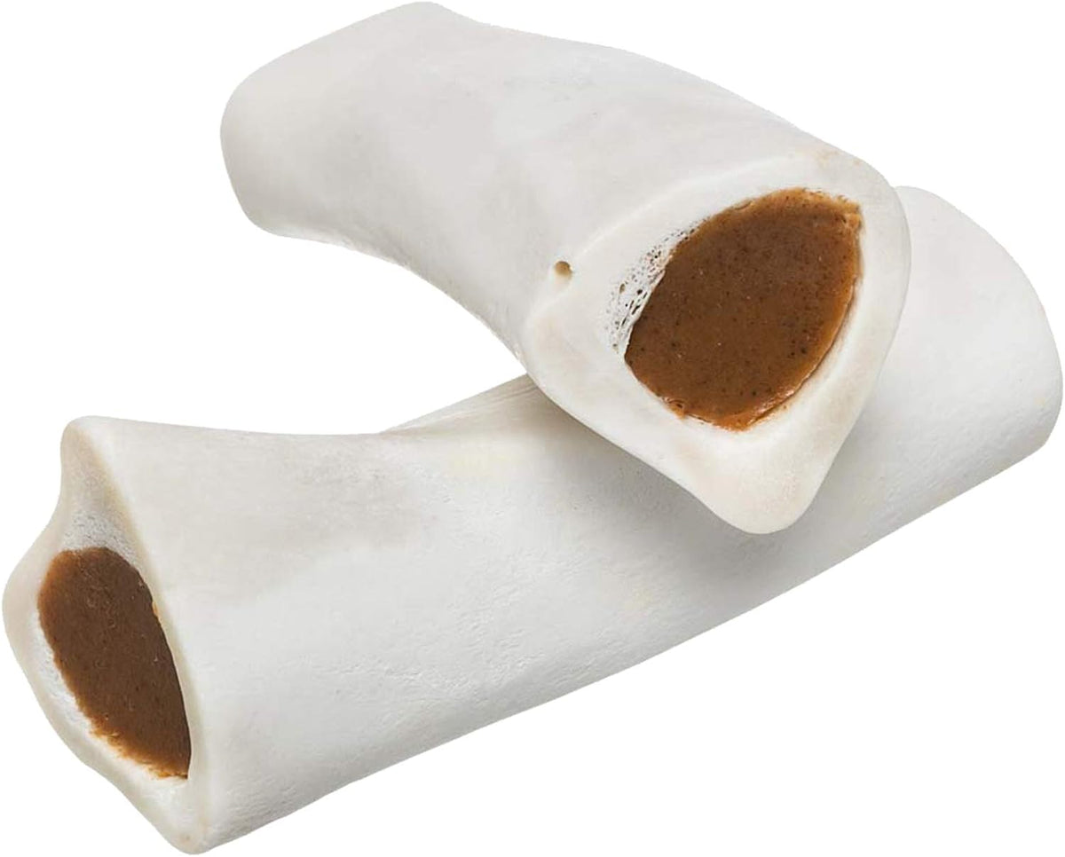 Large beef femur bones with peanut butter filling