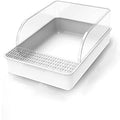Open Cat Litter Box with High Fence, Large, Double-Layer Mesh and Shovel