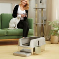 Stainless Steel Cat Litter Box with 5.4-Inch High Sides for Indoor Use