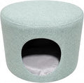 Enclosed Cylindrical Cat House with Cushion, Green