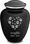Heart and paw print cremation urn for a large dog or cat in a pearl blue finish – view 10