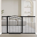 Black extra wide metal walk-through pressure mounted dog gate