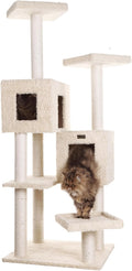 67 inch beige cat tree with two wooden houses