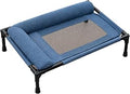 Raised Pet Cot with Mesh Panel, Sturdy, Navy, Medium