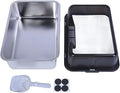 Stainless Steel Cat Litter Box, 20L, High-Sided, Anti-Splash, Black, Large
