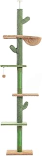 Floor-to-Ceiling Cactus Cat Tree, 5-Tier Tower with Scratching Post, AMT0187GN