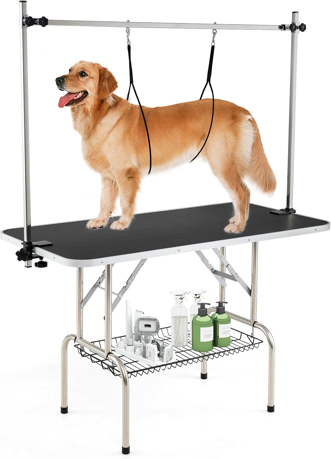 47 inch dog grooming table with adjustable overhead arm and noose