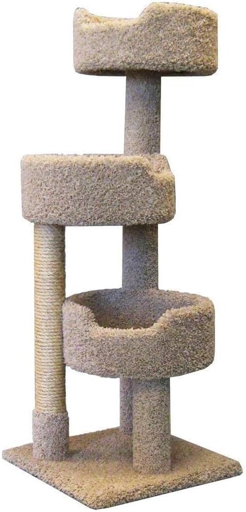 Brown retro wooden cat tree 46 inches tall – view 2