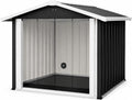 40 inch metal dog house with sloped roof and PVC door curtain