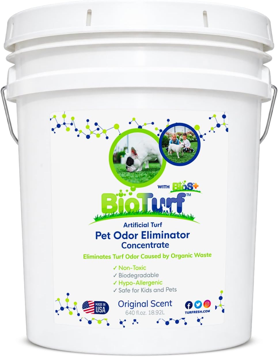 5 gallon container of enzymatic artificial turf cleaner concentrate