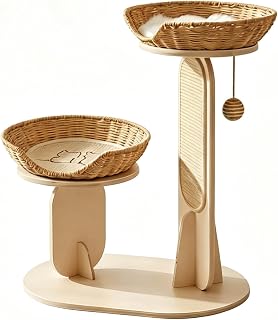 Double-Basket Cat Tree with Scratching Post, 60x40x69cm