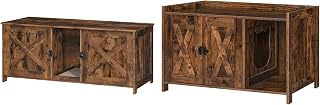 MAHANCRIS Double Cat Litter Box Enclosure Bundle, Wooden Washroom Cabinet with Double Room, CWHR1201-CWHR2501Z