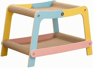 Freestanding Two-Level Cat Scratching Bed with Perches, Multicolor