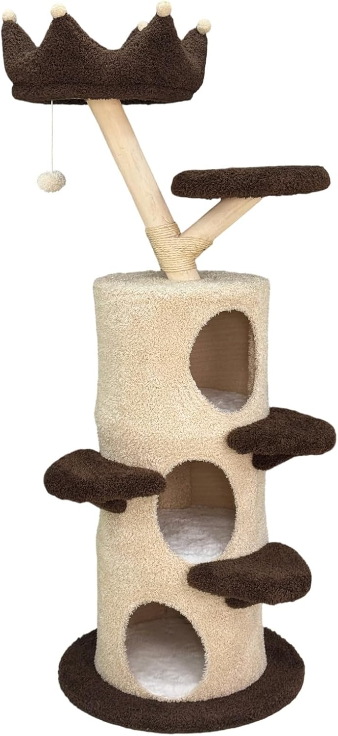 63 inch cat tree with three condos and willow branch accents