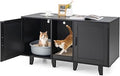 Tangkula Double Cat Litter Box Enclosure for 2 Cats, Large Hidden Cabinet with Scratching Board, TV Stand or Side Table