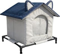 Windproof Wear-Resistant Insulated Cat House with Pitched Roof, Oxford Cloth, Elevated, Size L 42 x 42 x 42 cm