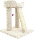 Brown elevated plush cat bed on a sisal scratching post – view 4